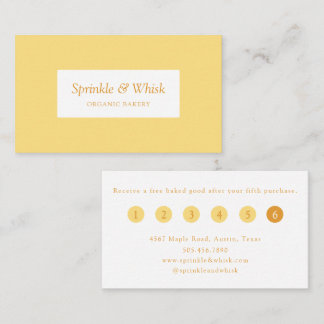 Tarjeta De Visita Retro Vanilla Yellow Heart Stripes Bakery Loyalty 