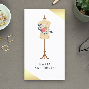 Tarjeta De Visita Retro Vestido Floral Forma Mannequina Estilo Moda