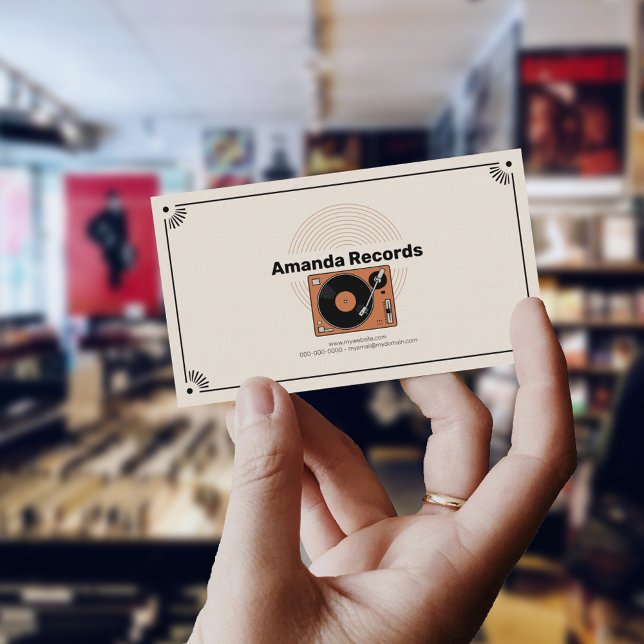 Tarjeta De Visita Retro Vinyl Turntable (Retro Vinyl Turntable Business Card)