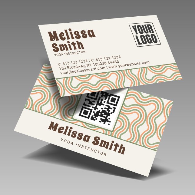 Tarjeta De Visita Retro Wavy Abstract Pattern Custom  (Subido por el creador)