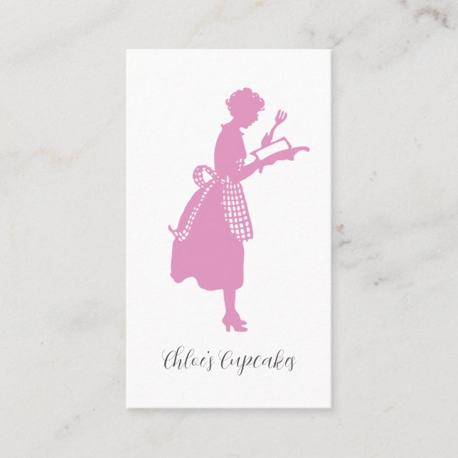Tarjeta De Visita Retro Woman Cupakes Baker (Anverso)