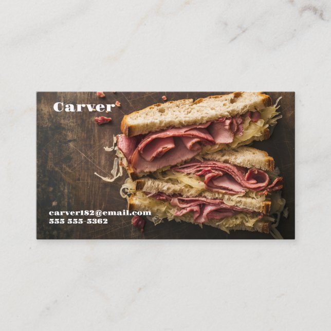 Tarjeta De Visita Reuben un sándwich con espacio de texto (Anverso)
