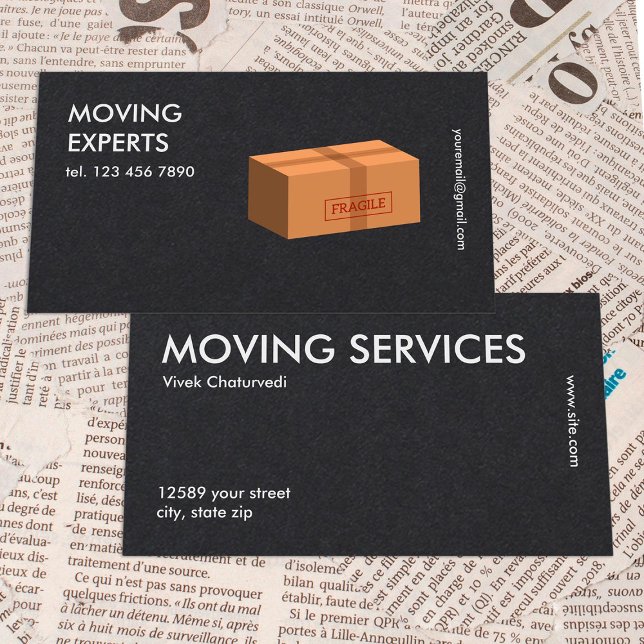 Tarjeta De Visita Reubicación Empresa de mudanza simple Prima (Moving Company Business Card)
