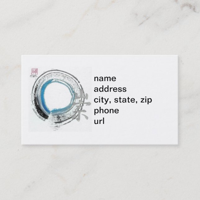 Tarjeta De Visita Reverencia del zen, Enso [azul, negro, tonos (Anverso)