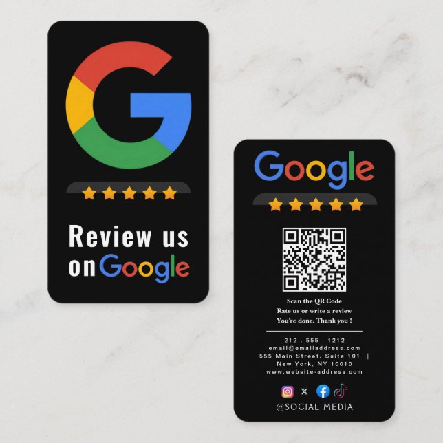 Tarjeta De Visita Review Google Review QR Code Google Ratings (Anverso / Reverso)
