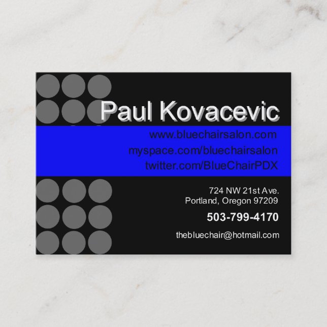Tarjeta de visita revisada silla azul (Anverso)