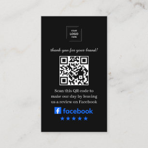 Tarjeta De Visita Revisanos Calificación QR Negra Estilo Profesional