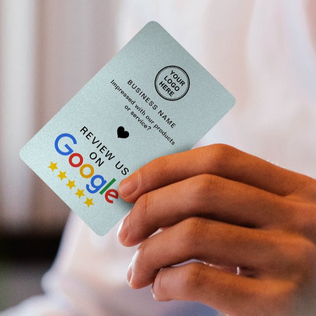 Tarjeta De Visita Revisión de Google con código QR Azul suave (Subido por el creador)
