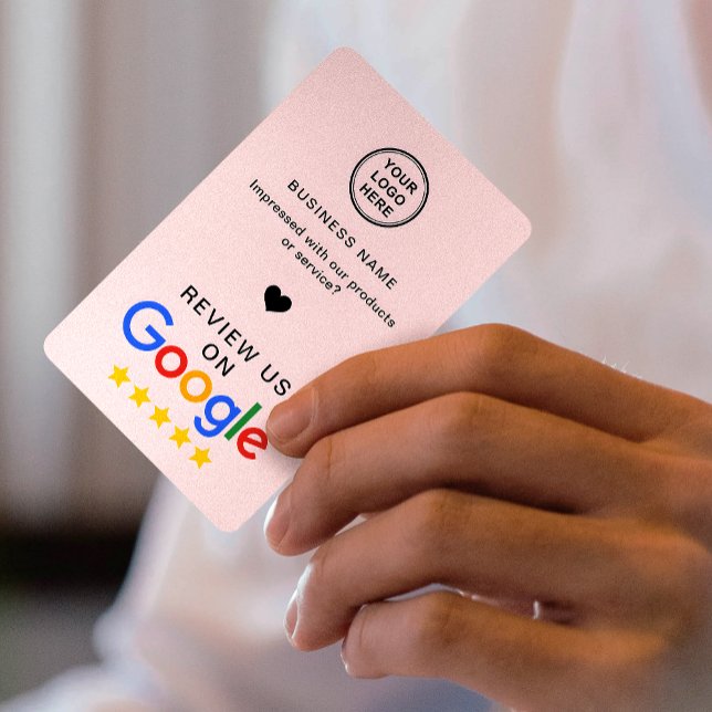 Tarjeta De Visita Revisión de Google con código QR Rosa suave (Subido por el creador)
