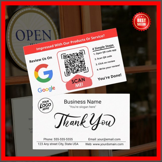 Tarjeta De Visita Revisión de Google con el enlace Qr en blanco Mini (Subido por el creador)