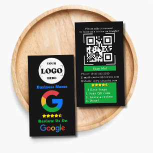 Tarjeta De Visita Revisión De Google Con Enlace De Código QR Y Logo