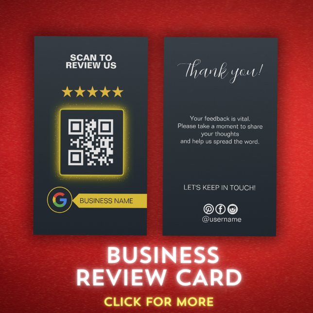 Tarjeta De Visita Revisión de Google Mi Script Empresarial Gracias C (Google Review My Business Script Thank you Qr Code Business Card)