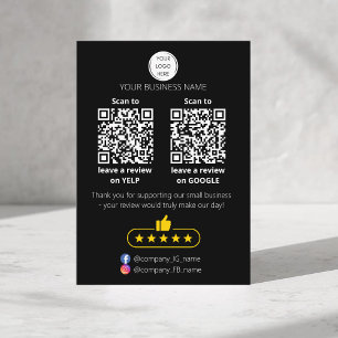 Tarjeta De Visita revisión de negocio pequeño código QR GOOGLE y YEL