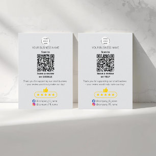 Tarjeta De Visita Revisión de negocio pequeño código QR GOOGLE y YEL