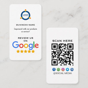Tarjeta De Visita Revisión moderna de Google con código QR
