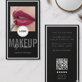Tarjeta De Visita Revisión moderna del logotipo QR en blanco y negro