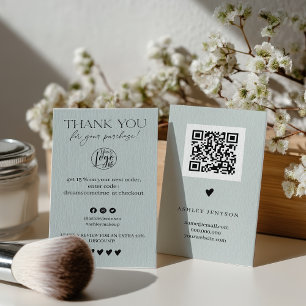 Tarjeta De Visita Revisión Simple salvia verde orden de agradecimien