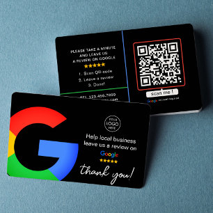 Tarjeta De Visita Revisiones de Google en negro Reseña empresarial