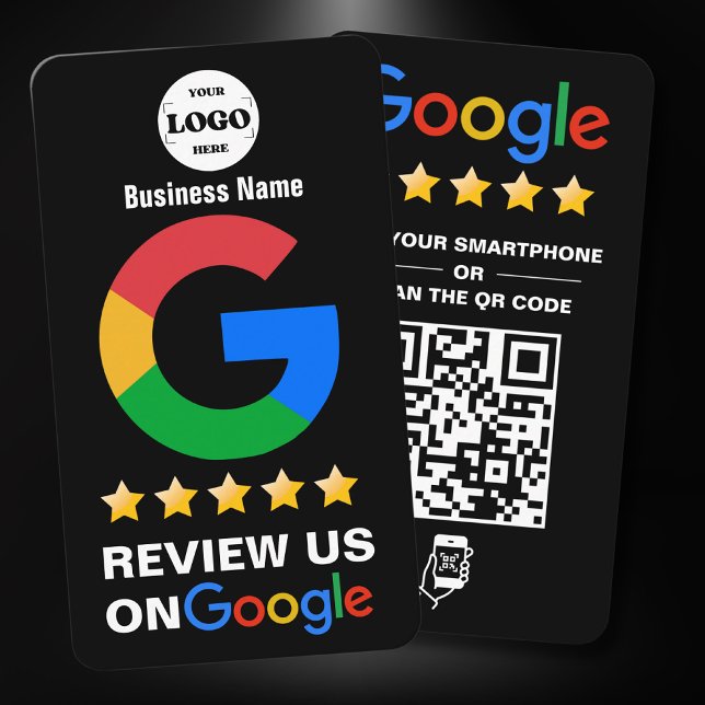 Tarjeta De Visita Revistas de Google | Business Review Us Black QR C (Subido por el creador)
