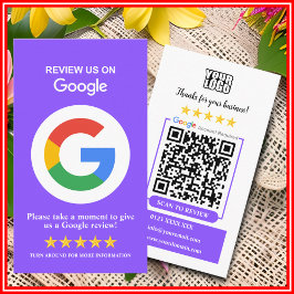 Tarjeta De Visita Revistas de Google | Business Review Us Purple QR 