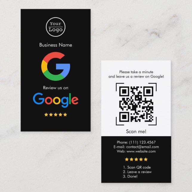 Tarjeta De Visita Revistas de Google | Código QR de vínculo de revis (Anverso / Reverso)