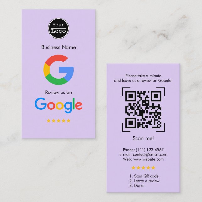Tarjeta De Visita Revistas de Google | Código QR de vínculo de revis (Anverso / Reverso)