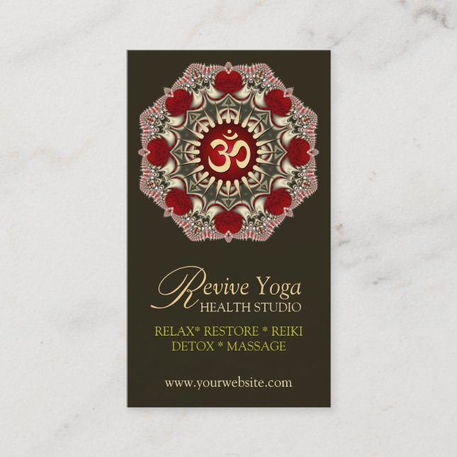 Tarjeta De Visita Revive Yoga Love Om New Age Business Cards (Anverso)