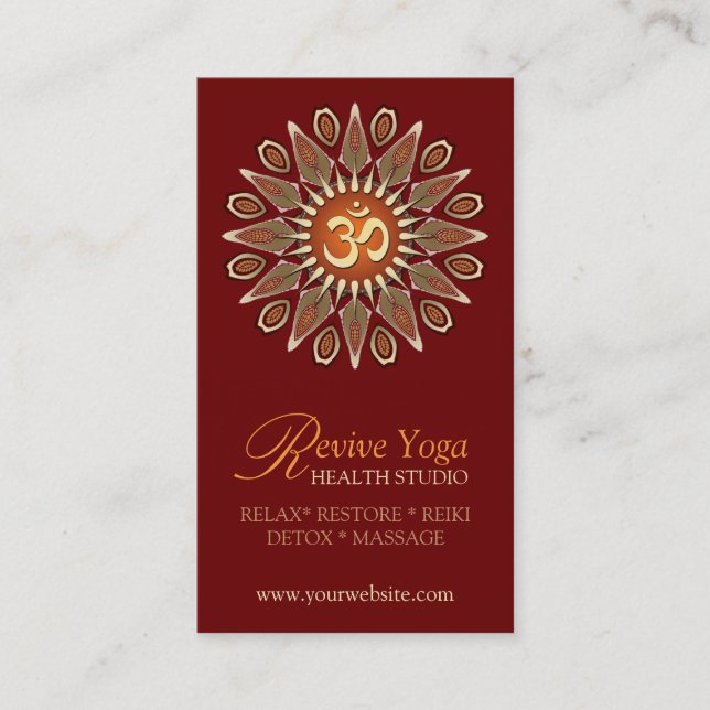 Tarjeta De Visita Revive Yoga Om New Age Business Cards (Anverso)