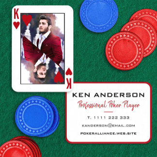 Tarjeta De Visita Rey de Corazones Rojo Blanco Foto Póquer Casino