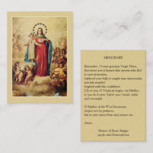 Tarjeta De Visita Rezo bendecido de Memorare de los ángeles de Jesús