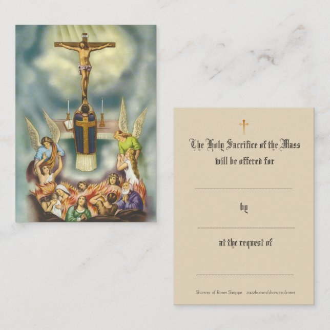 Tarjeta De Visita Rezo fúnebre de ofrecimiento total católico (Anverso / Reverso)