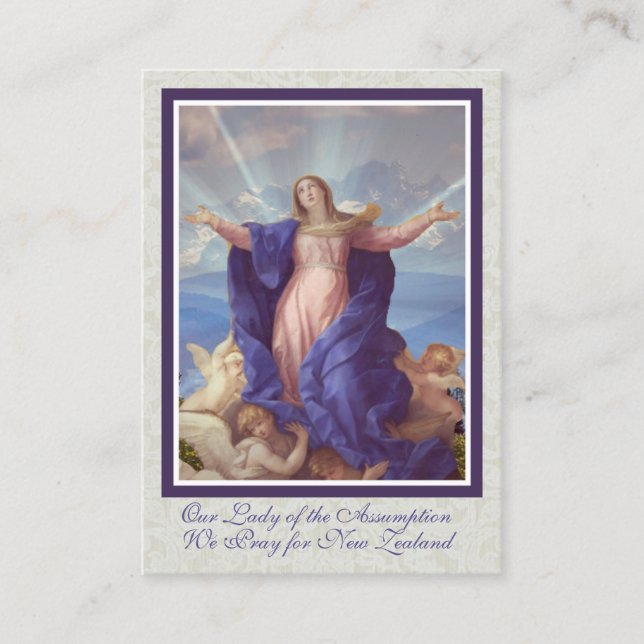 Tarjeta De Visita Rezo religioso de Memorare Nueva Zelanda del (Anverso)