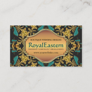 Tarjeta De Visita Rica elegancia Real Oriental Verde azulado Barroco