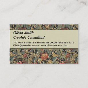 Tarjeta De Visita Rica Tapicería de Brocado Floral Antiguo Victorian
