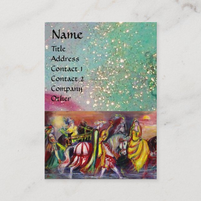 Tarjeta De Visita RIDERS IN THE NOIGHT azul brillante verde azulado, (Anverso)