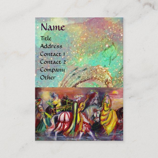 Tarjeta De Visita RIDERS IN THE NOIGHT azul brillante verde azulado, (Anverso)