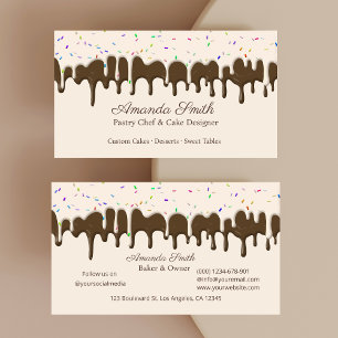 Tarjeta De Visita Riego de glaseado de confeti de chocolate y vainil
