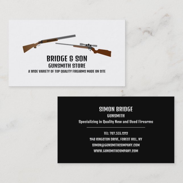Tarjeta De Visita Rifle & Shotgun, Gunsmith, Gunstore (Anverso / Reverso)