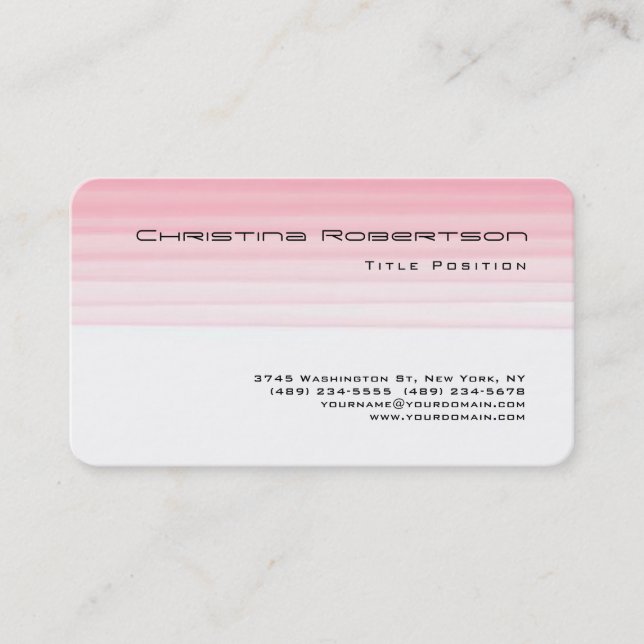 Tarjeta De Visita Rincón redondo Pink White Charming Feminine (Anverso)