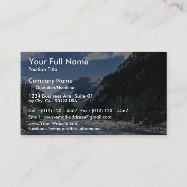 Tarjeta De Visita Río de Animas en las montañas de San Juan, (Anverso)