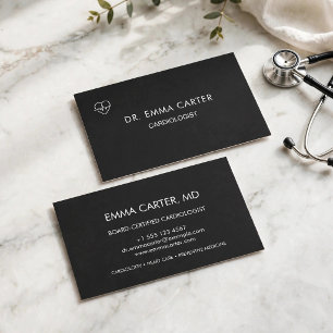 Tarjeta De Visita Ritmo cardíaco minimalista negro cardiólogo