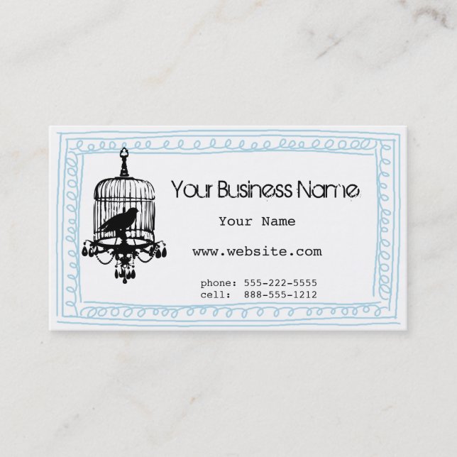 Tarjeta de visita rizada del Doodle del Birdcage (Anverso)