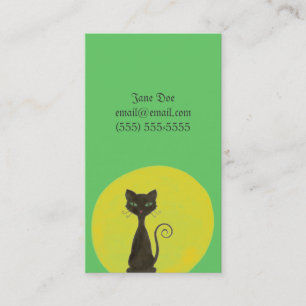 Tarjeta de visita rizada del gatito y de la luna