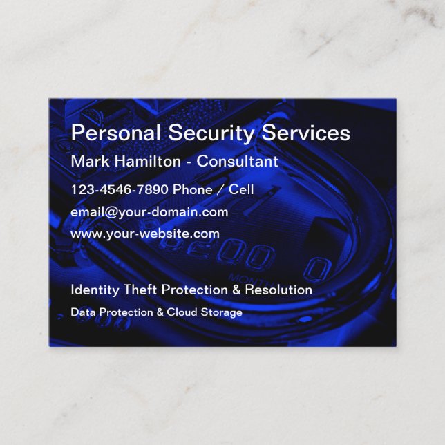 Tarjeta De Visita Robo de identidad y servicios de seguridad de dato (Anverso)