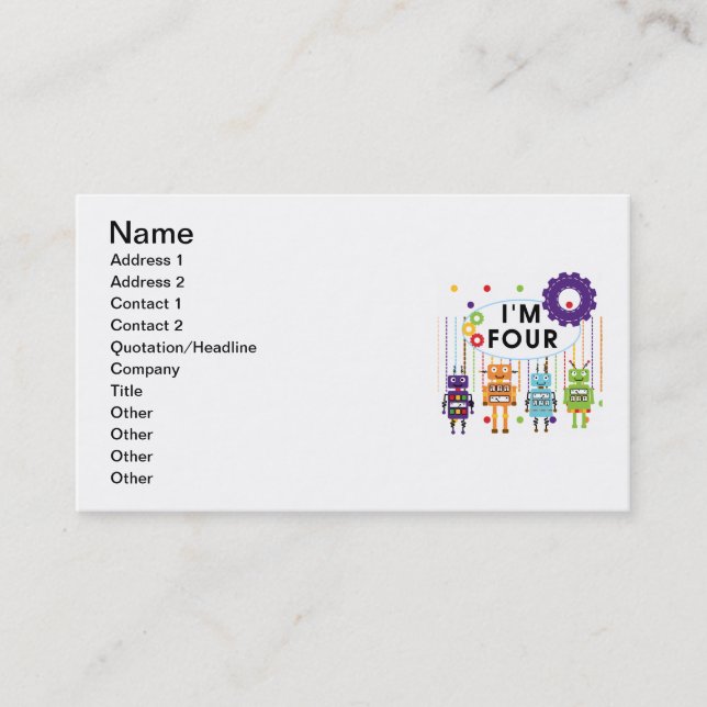 Tarjeta De Visita Robot 4ª camisetas de cumpleaños y regalos (Anverso)