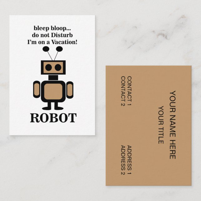 Tarjeta De Visita Robot Robotics Funny (Anverso / Reverso)