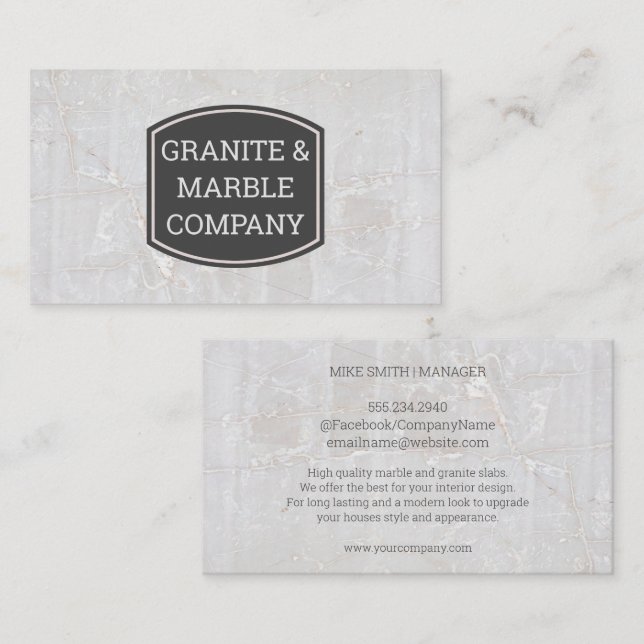 Tarjeta De Visita Roca de piedra blanca de Marble (Anverso / Reverso)