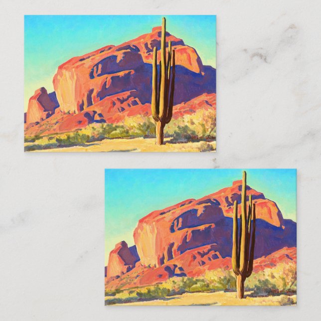 Tarjeta De Visita Rocas rojas y cactus por Maynard Dixon (Anverso / Reverso)