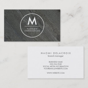 Tarjeta De Visita Rock de pizarra moderna monograma   Sleek