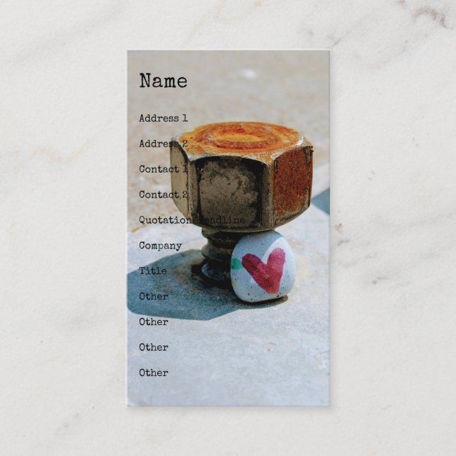Tarjeta De Visita Rock del corazón oculto y un bulto rusto (Anverso)